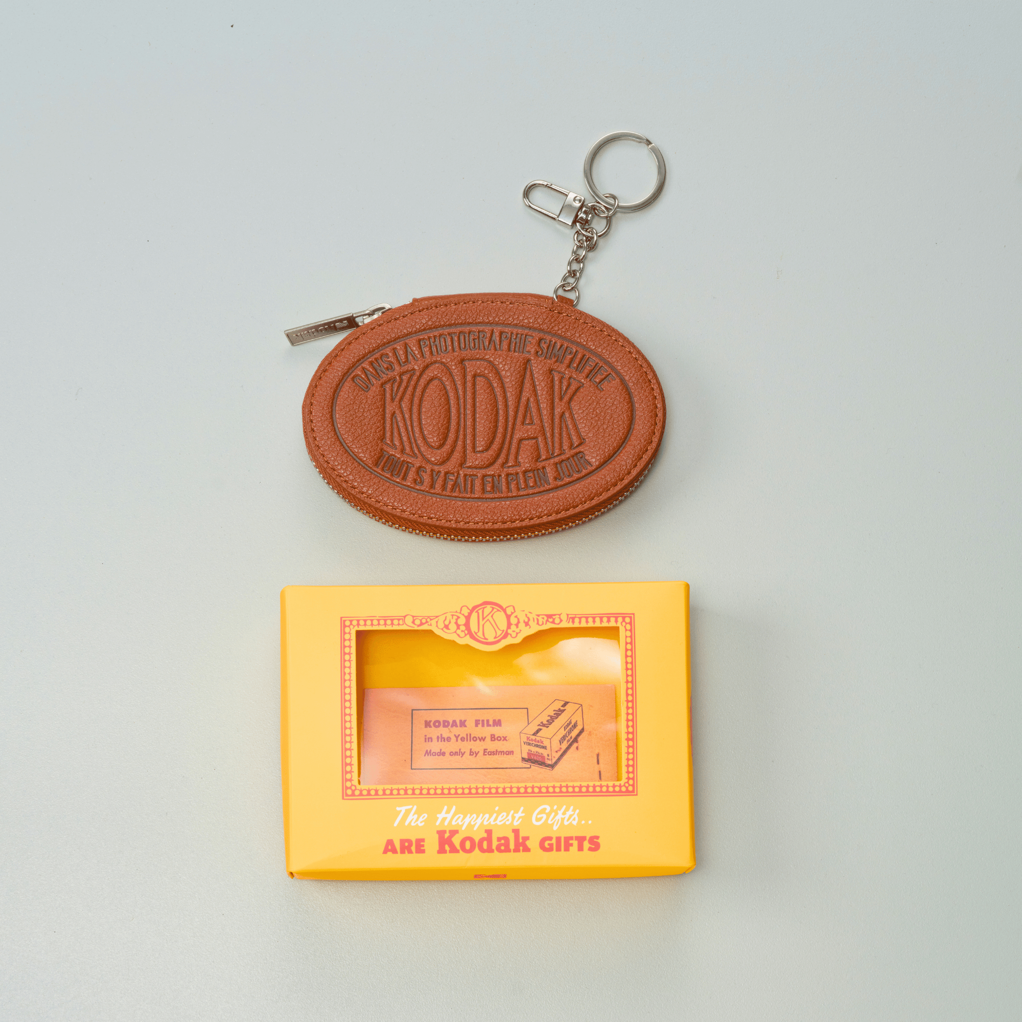 film pack mirror key ring pouch brown
